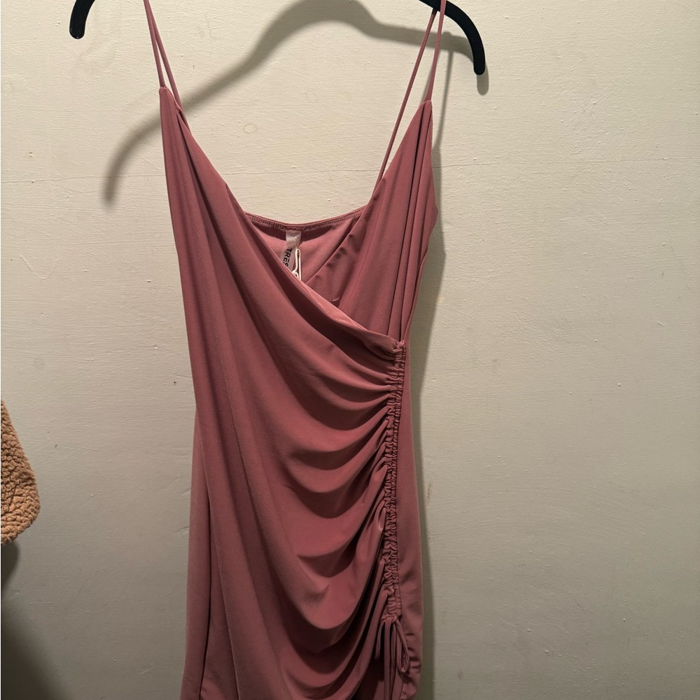 Elegant Pink Ruched Dress